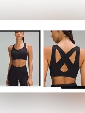 black Lululemon Enlite Front-Zip Bra for high-impact activities size 34D